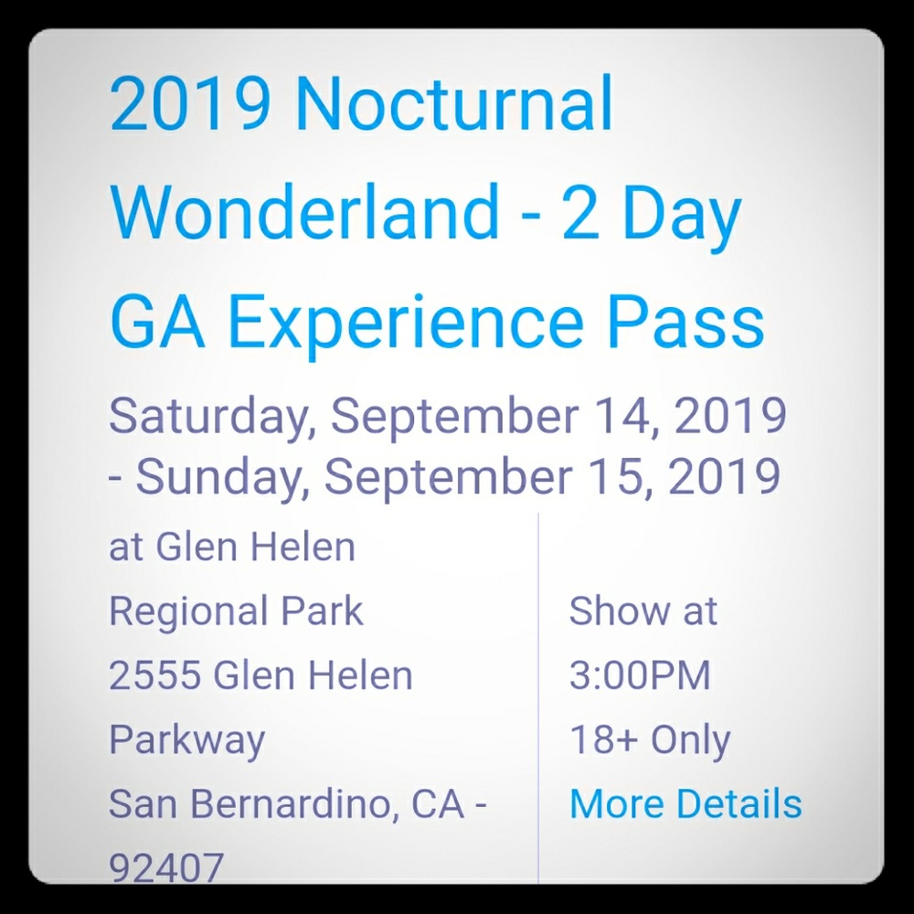 Nocturnal wonderland ticket